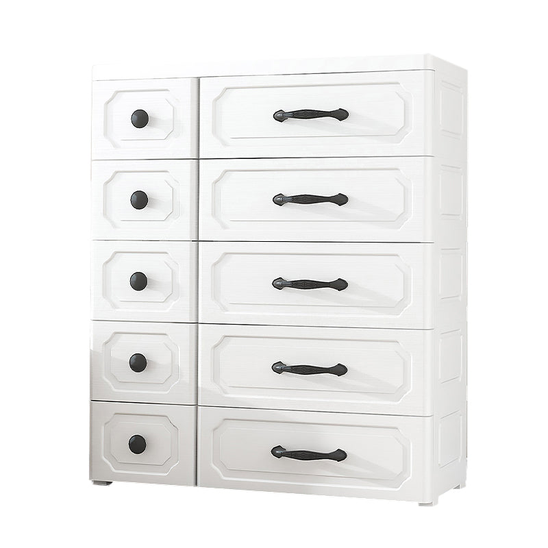 Plastic Storage Cabinet With Drawer Modern Wardrobe Cabinet for Home 29.5"L x 13"W x 35"H White 10 Clearhalo 'Armoires & Wardrobes' 'armoires_wardrobes' 'Bedroom Furniture' 'furn' 'furn_armoires_wardrobes' 'Furniture' 5665881
