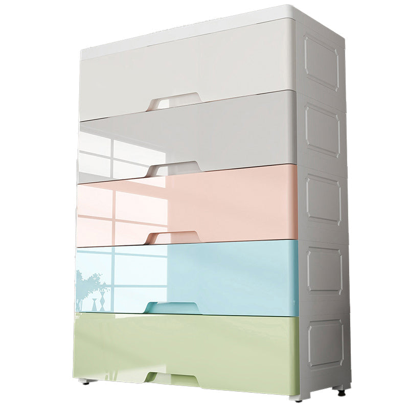 Plastic Storage Cabinet With Drawer Modern Wardrobe Cabinet for Home 30"L x 13"W x 35"H Grey-Pink-Green 5 Clearhalo 'Armoires & Wardrobes' 'armoires_wardrobes' 'Bedroom Furniture' 'furn' 'furn_armoires_wardrobes' 'Furniture' 5665882