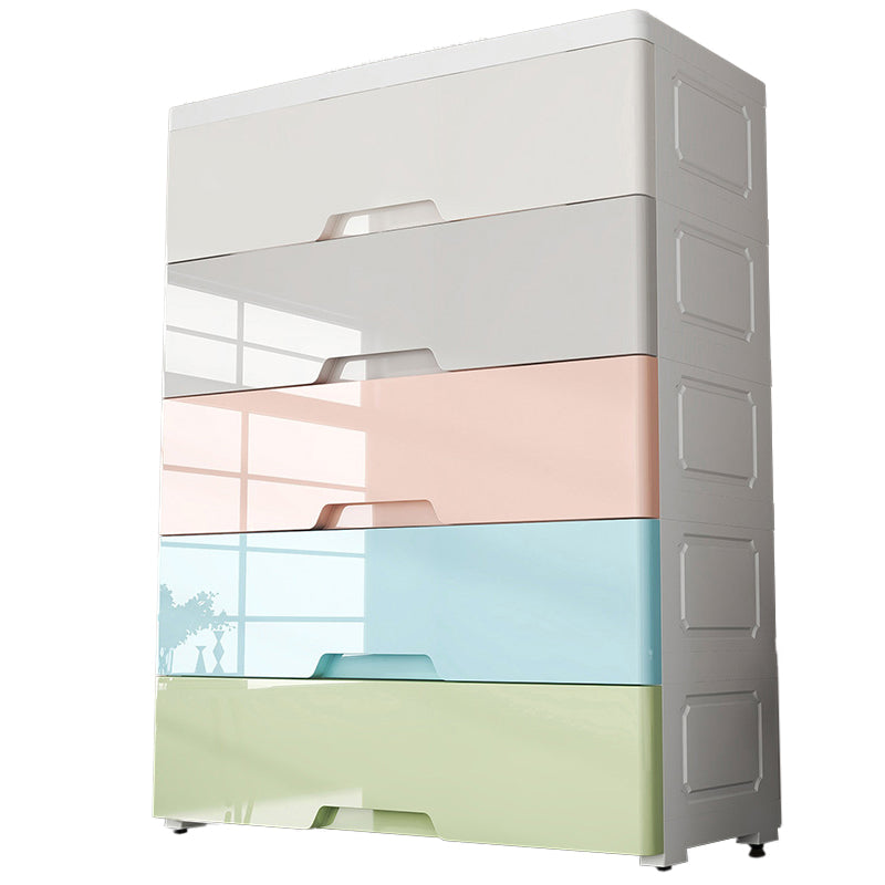 Plastic Storage Cabinet With Drawer Modern Wardrobe Cabinet for Home 31"L x 14"W x 39"H Grey-Pink-Green 5 Clearhalo 'Armoires & Wardrobes' 'armoires_wardrobes' 'Bedroom Furniture' 'furn' 'furn_armoires_wardrobes' 'Furniture' 5665885