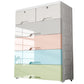 Plastic Storage Cabinet With Drawer Modern Wardrobe Cabinet for Home 31"L x 14"W x 39"H Grey-Pink-Green 6 Clearhalo 'Armoires & Wardrobes' 'armoires_wardrobes' 'Bedroom Furniture' 'furn' 'furn_armoires_wardrobes' 'Furniture' 5665889
