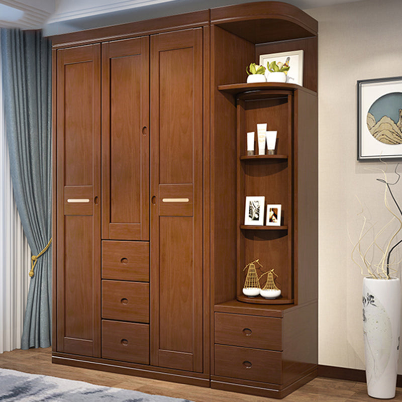 Rubberwood Wardrobe Armoire Traditional Wardrobe Cabinet for Home