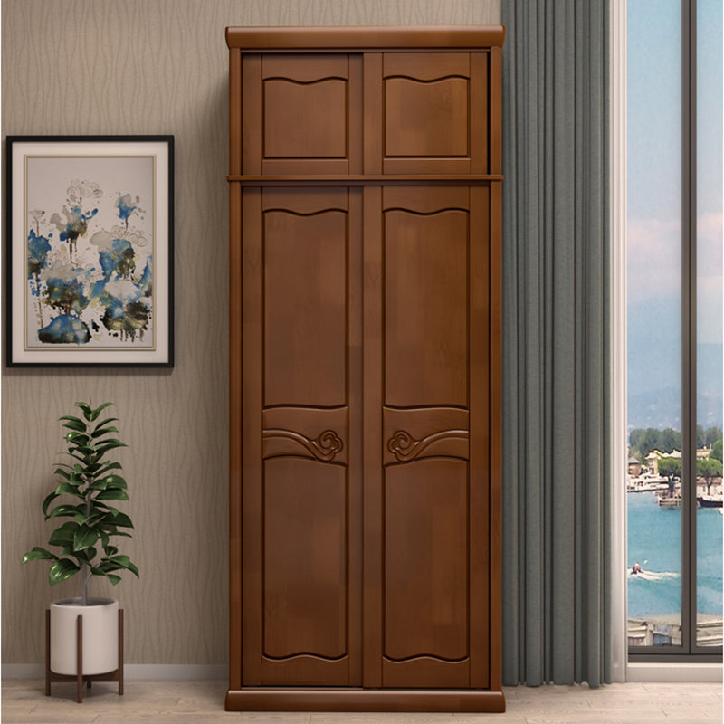 Traditional Sliding Wardrobe Cabinet Rubberwood Wardrobe Armoire Clearhalo 'Armoires & Wardrobes' 'armoires_wardrobes' 'Bedroom Furniture' 'furn' 'furn_armoires_wardrobes' 'Furniture' 5665968