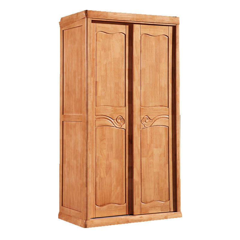 Traditional Sliding Wardrobe Cabinet Rubberwood Wardrobe Armoire 41"L x 24"W x 83"H Wood Clearhalo 'Armoires & Wardrobes' 'armoires_wardrobes' 'Bedroom Furniture' 'furn' 'furn_armoires_wardrobes' 'Furniture' 5665971