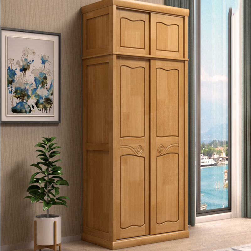 Traditional Sliding Wardrobe Cabinet Rubberwood Wardrobe Armoire Clearhalo 'Armoires & Wardrobes' 'armoires_wardrobes' 'Bedroom Furniture' 'furn' 'furn_armoires_wardrobes' 'Furniture' 5665974