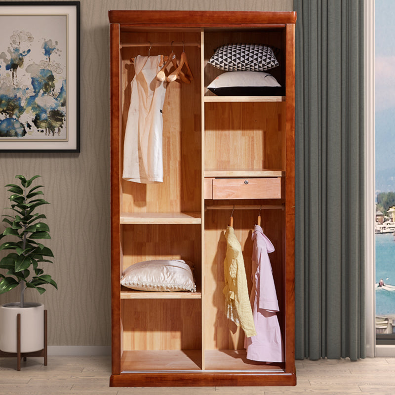 Traditional Sliding Wardrobe Cabinet Rubberwood Wardrobe Armoire Clearhalo 'Armoires & Wardrobes' 'armoires_wardrobes' 'Bedroom Furniture' 'furn' 'furn_armoires_wardrobes' 'Furniture' 5665982
