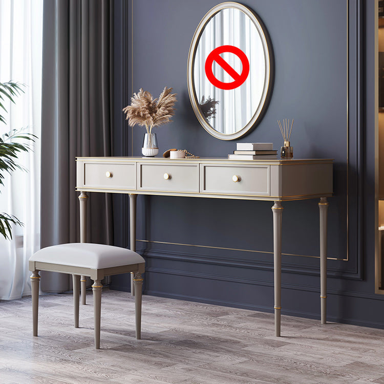 Mirror & 3 Drawers Makeup Vanity Dressing Table Solid Wood Dresser