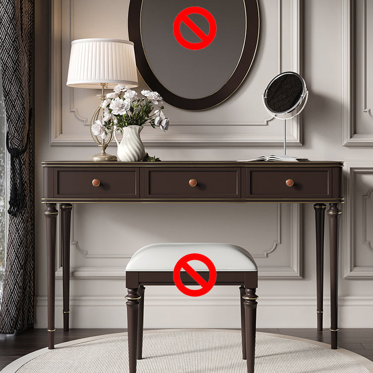 Mirror & 3 Drawers Makeup Vanity Dressing Table Solid Wood Dresser