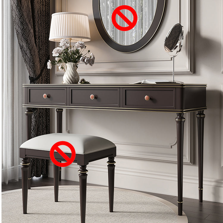 Mirror & 3 Drawers Makeup Vanity Dressing Table Solid Wood Dresser