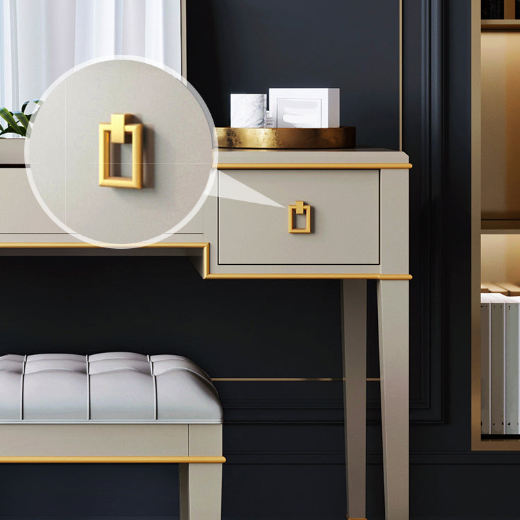 Solid Wood Make-up Vanity Mirrored Vanity Set with Padded Stool Clearhalo 'Bedroom Furniture' 'furn' 'furn_makeup_vanities' 'Furniture' 'Makeup Vanities' 'makeup_vanities' 5666037