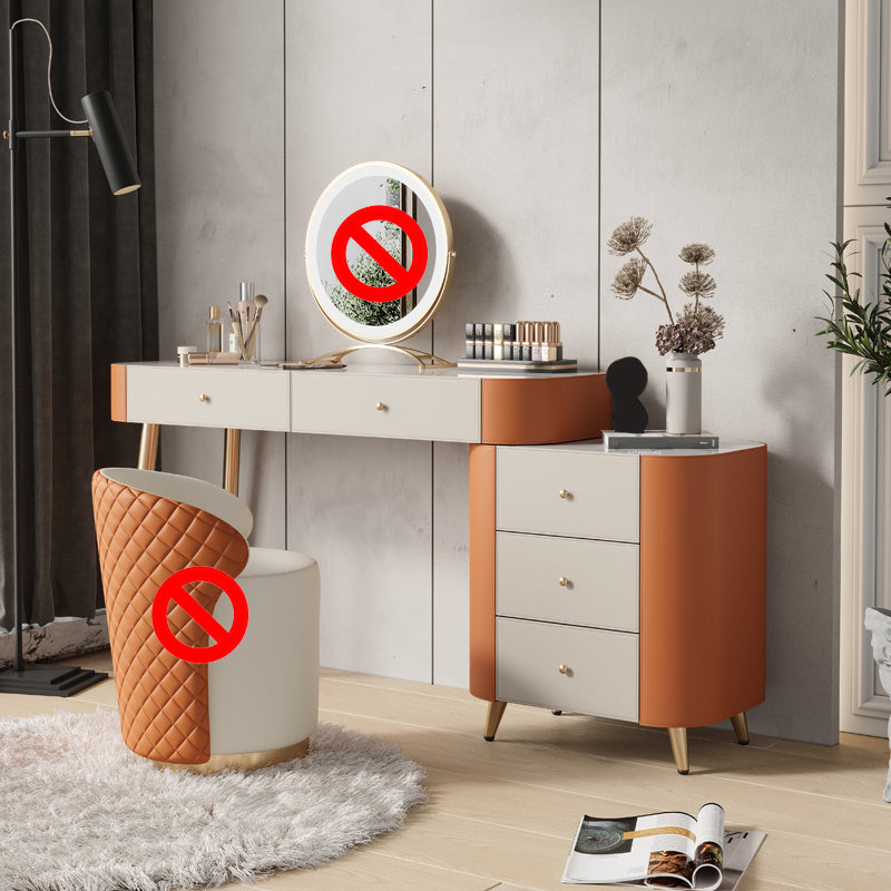 Luxuriöser Waschtisch mit gepolstertem Hocker 5 Speicherschubladen Eitelkeitsschreibtisch