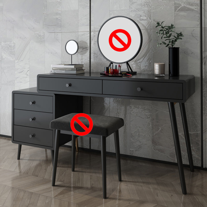 Wood and Metal Vanity Table with Stool Accent 5 Drawers Makeup Desk Clearhalo 'Bedroom Furniture' 'furn' 'furn_makeup_vanities' 'Furniture' 'Makeup Vanities' 'makeup_vanities' 5666068