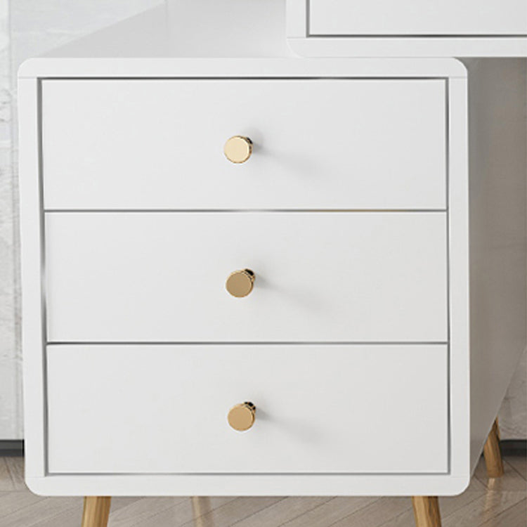 Wood and Metal Vanity Table with Stool Accent 5 Drawers Makeup Desk Clearhalo 'Bedroom Furniture' 'furn' 'furn_makeup_vanities' 'Furniture' 'Makeup Vanities' 'makeup_vanities' 5666072