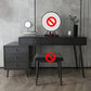 Wood and Metal Vanity Table with Stool Accent 5 Drawers Makeup Desk Makeup Vanity Black Clearhalo 'Bedroom Furniture' 'furn' 'furn_makeup_vanities' 'Furniture' 'Makeup Vanities' 'makeup_vanities' 5666076