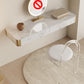 Wood Vanity and Stool in White Luxurious Stone Dressing Table