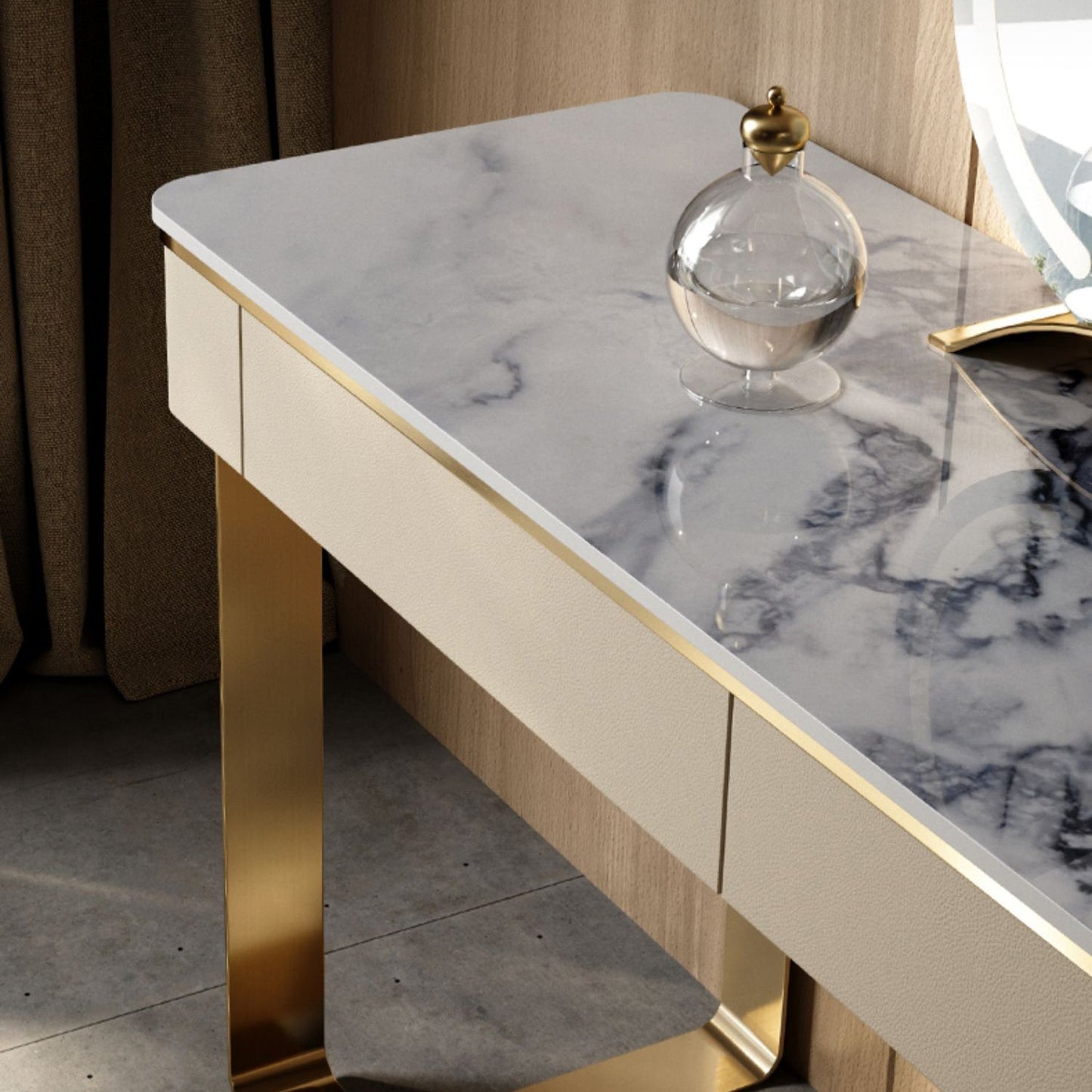 2 Schubladen 29,52 "Hochwaschtisch mit Stuhlstein -Top -Schminktisch