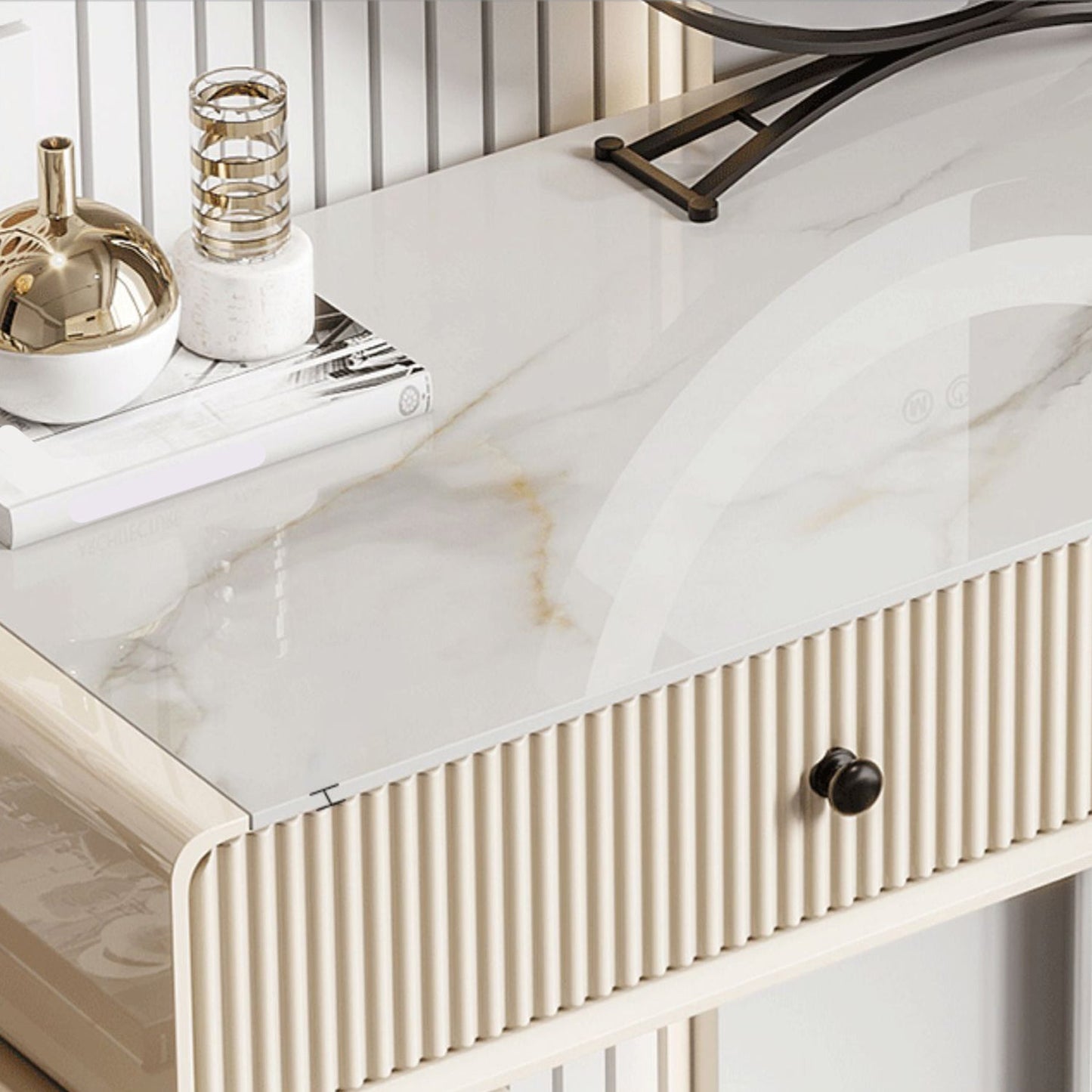 5 Holzschubladen Make -up -Tisch Schreibtisch Eitelkeit Stein Top Eitelkeitstisch