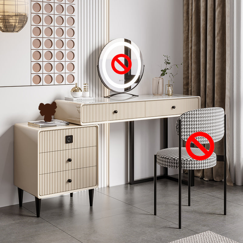 5 Holzschubladen Make -up -Tisch Schreibtisch Eitelkeit Stein Top Eitelkeitstisch