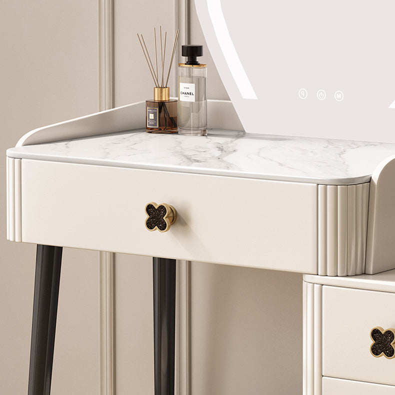 Modern Style Dressing Table Stone Top Vanity Set with Storage Drawers