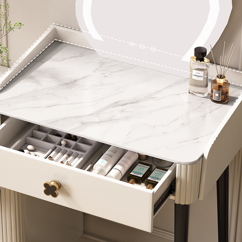 Modern Style Dressing Table Stone Top Vanity Set with Storage Drawers