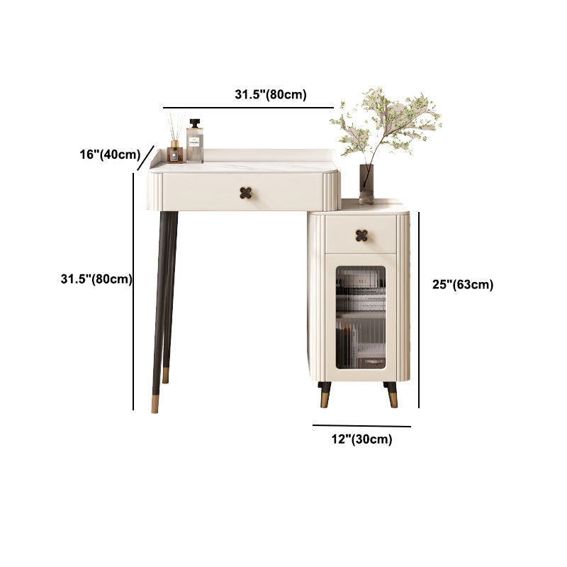 Modern Style Dressing Table Stone Top Vanity Set with Storage Drawers