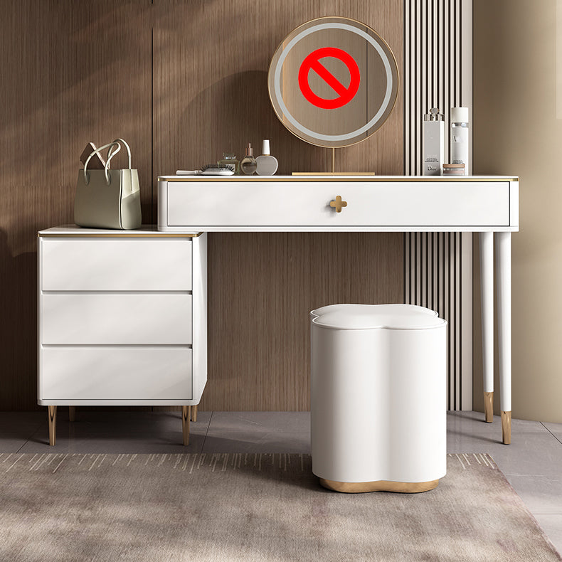 Tavolo da toep in legno in legno bianco vanità set di sgabelli lussuosi