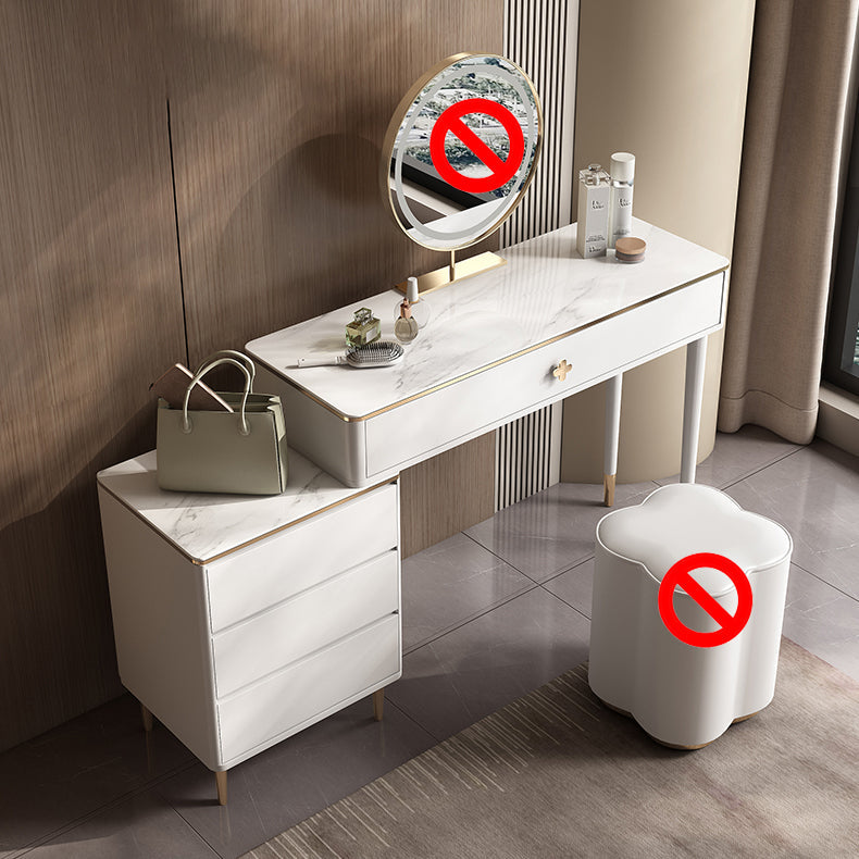 Tavolo da toep in legno in legno bianco vanità set di sgabelli lussuosi