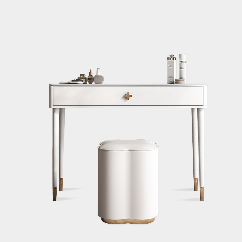 Tavolo da toep in legno in legno bianco vanità set di sgabelli lussuosi