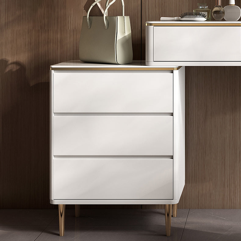 Tavolo da toep in legno in legno bianco vanità set di sgabelli lussuosi