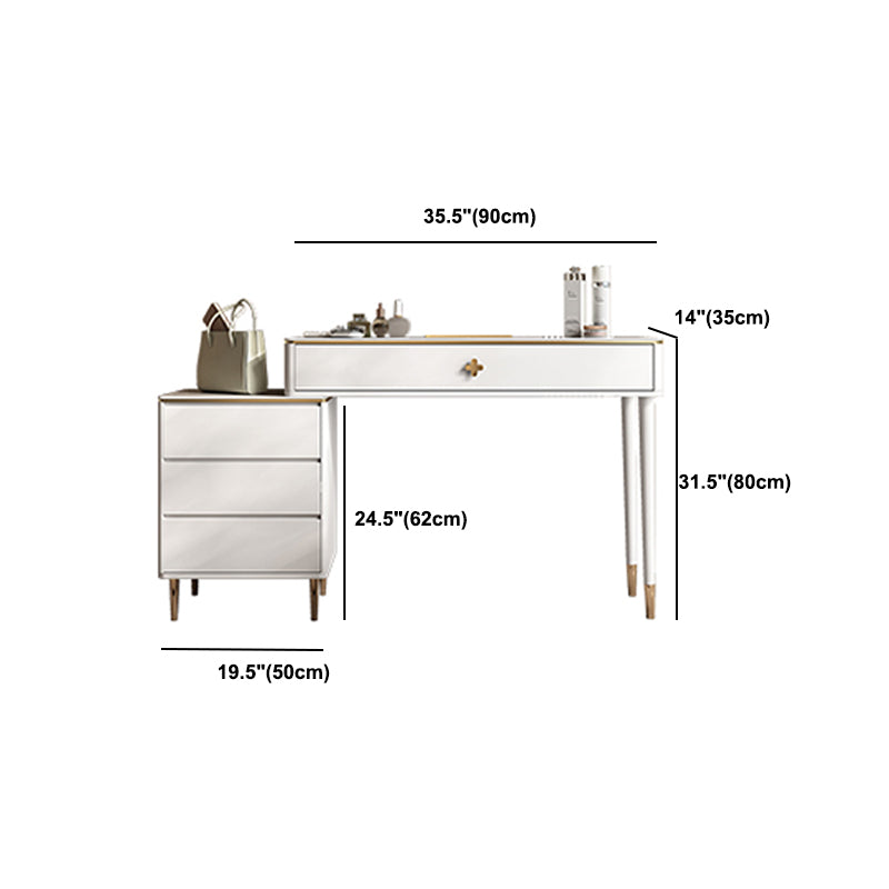 Tavolo da toep in legno in legno bianco vanità set di sgabelli lussuosi