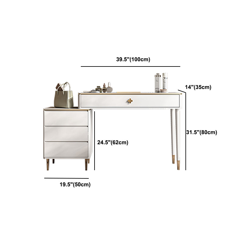 Tavolo da toep in legno in legno bianco vanità set di sgabelli lussuosi