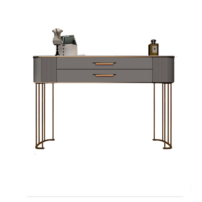 3/5-Drawers Vanity Luxurious Stone Top Vanity Table and Stool Set in Grey