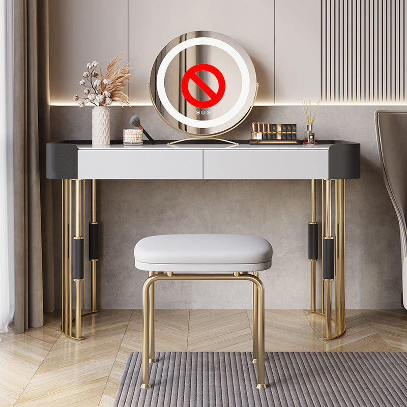 Mesa de tocador de 2 piezas con tocador de maquillaje de piedra acolchada