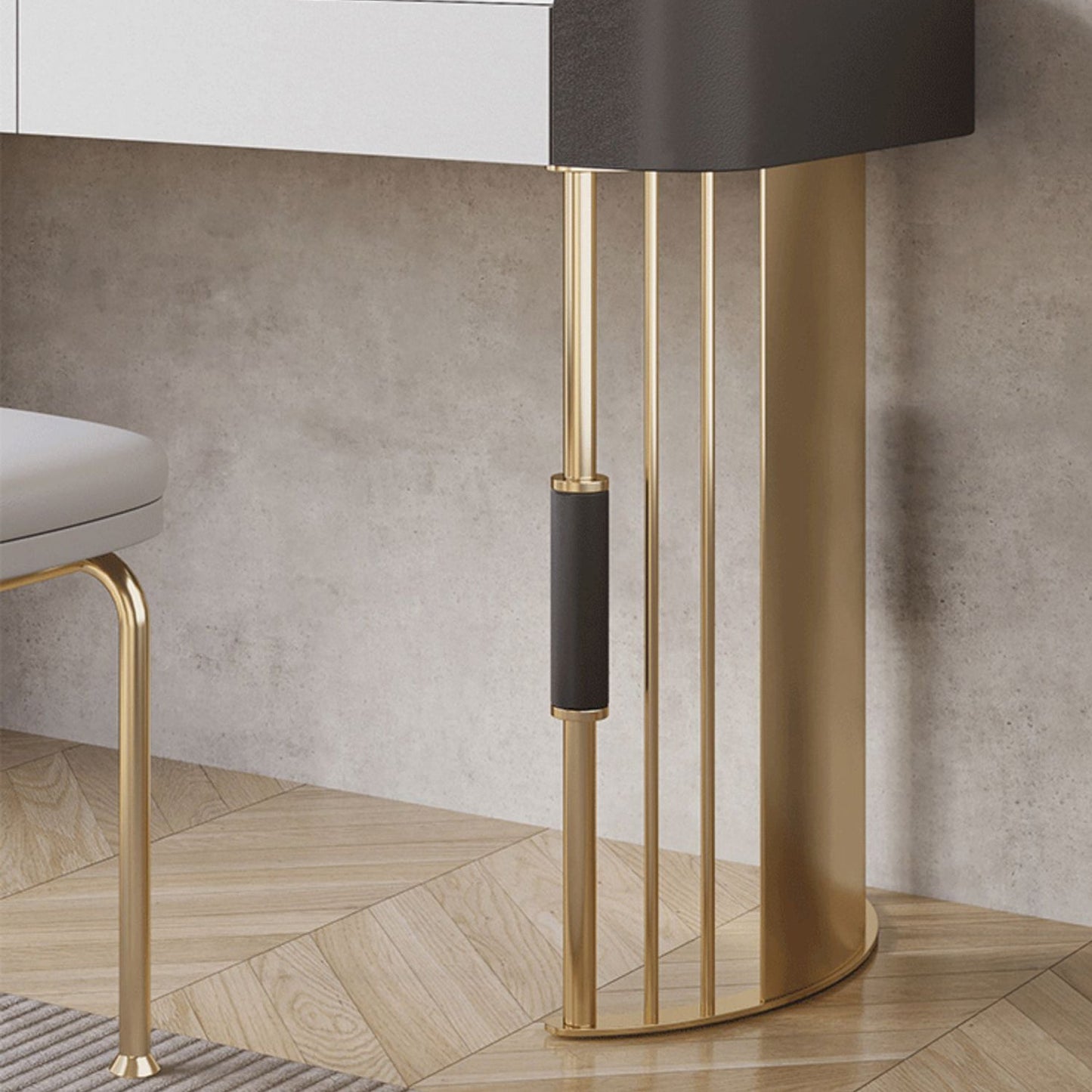 Mesa de tocador de 2 piezas con tocador de maquillaje de piedra acolchada