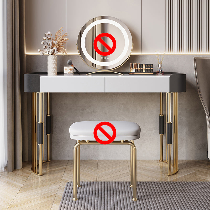 Mesa de tocador de 2 piezas con tocador de maquillaje de piedra acolchada