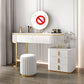 White Vanity Straight Feet Desk Stone Top Dressing Table Stool Set