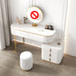 White Vanity Straight Feet Desk Stone Top Dressing Table Stool Set