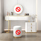 White Vanity Straight Feet Desk Stone Top Dressing Table Stool Set