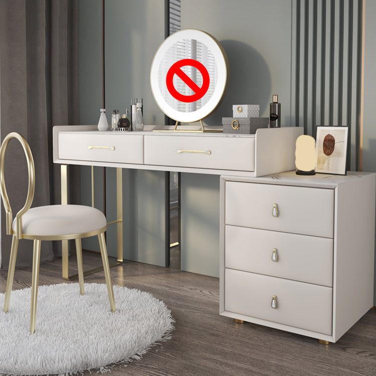 Luxurious Metal Vanity Set with Stool Stone Top Dressing Table