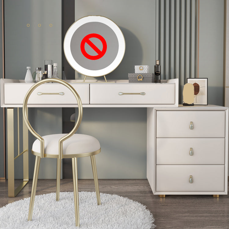 Luxurious Metal Vanity Set with Stool Stone Top Dressing Table