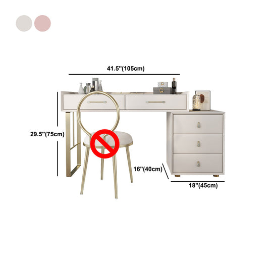 Set di vanità in metallo lussuoso con tavolo da toeletta da top in pietra