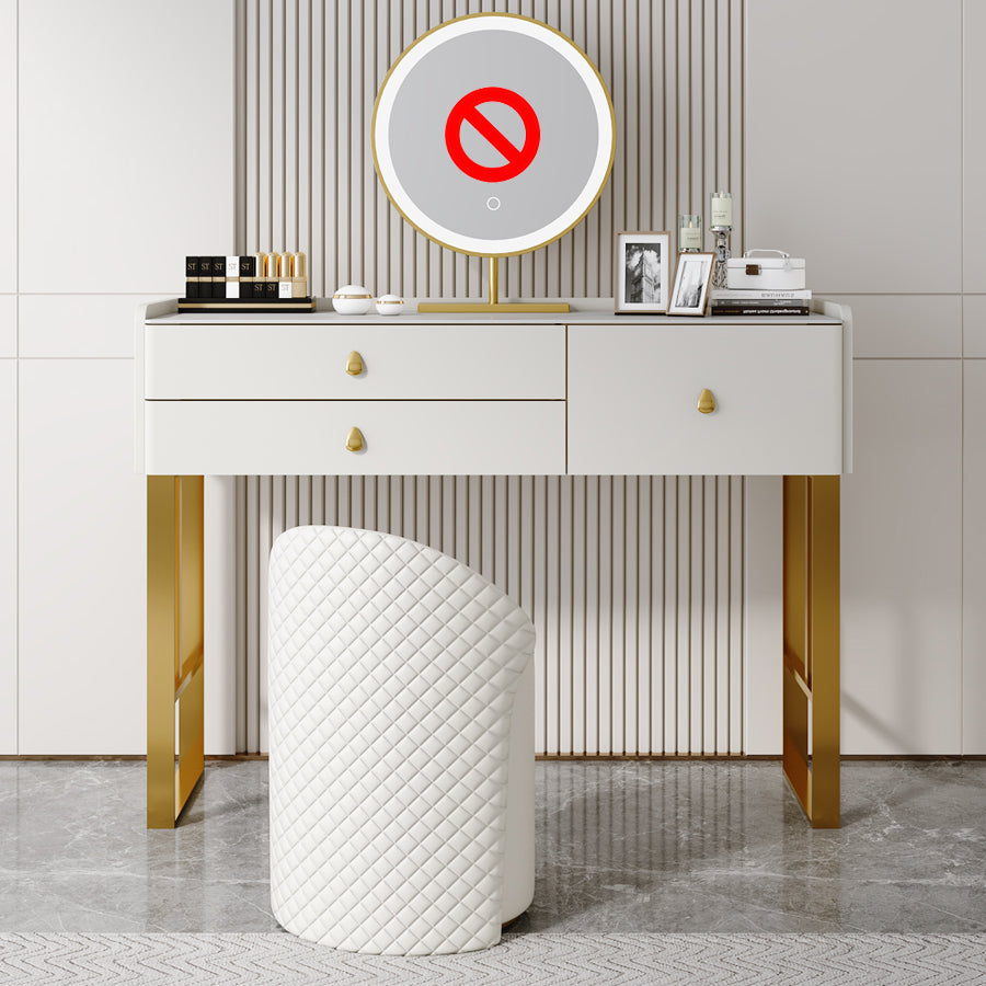 Stone Top Waschtisch Set 3/6 Aufbewahrungsschubladen Schminktisch mit gepolstertem Hocker