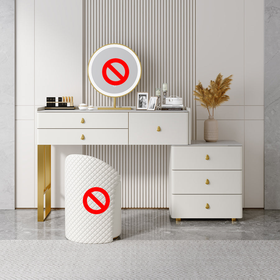 Stone Top Waschtisch Set 3/6 Aufbewahrungsschubladen Schminktisch mit gepolstertem Hocker