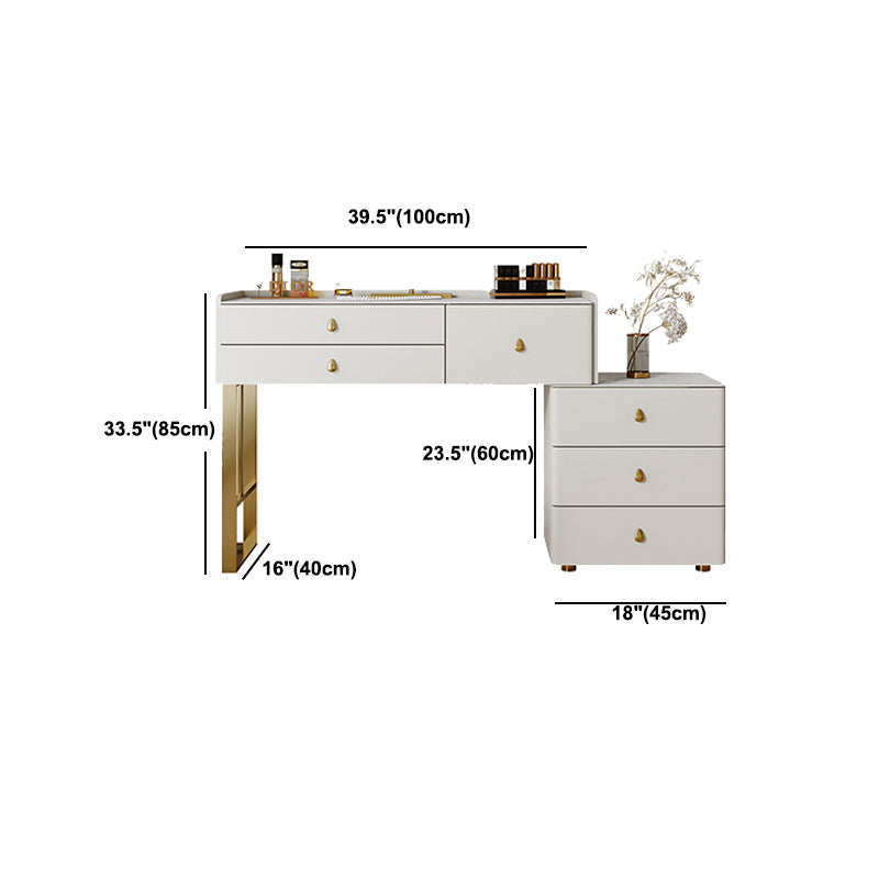 Stone Top Waschtisch Set 3/6 Aufbewahrungsschubladen Schminktisch mit gepolstertem Hocker