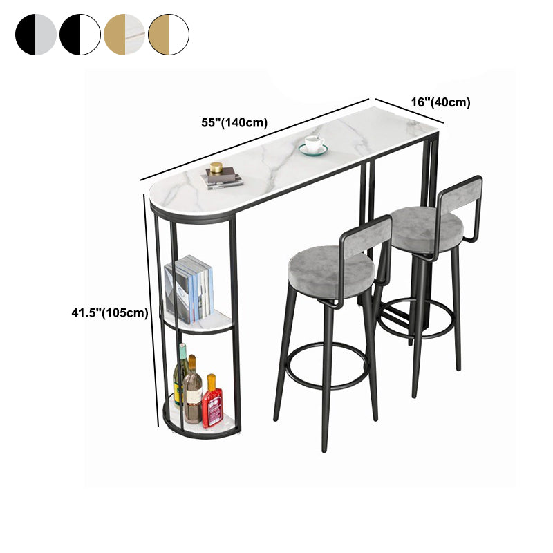 Specialty Stone Top Bar Table Polished Finished Glam Pub Table with Storage Clearhalo 'Bar Furniture' 'Bar Tables' 'bar_tables' 'furn' 'furn_bar_tables' 'Furniture' 'Kitchen & Dining Furniture' 5666329