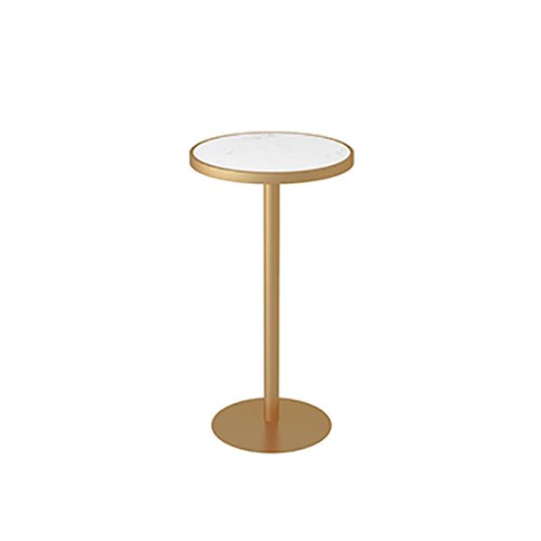 Mesa de bar con tapa de mármol y mesa de pub Glam con pedestal de metal dorado para lugares pequeños