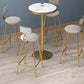 Mesa de bar con tapa de mármol y mesa de pub Glam con pedestal de metal dorado para lugares pequeños