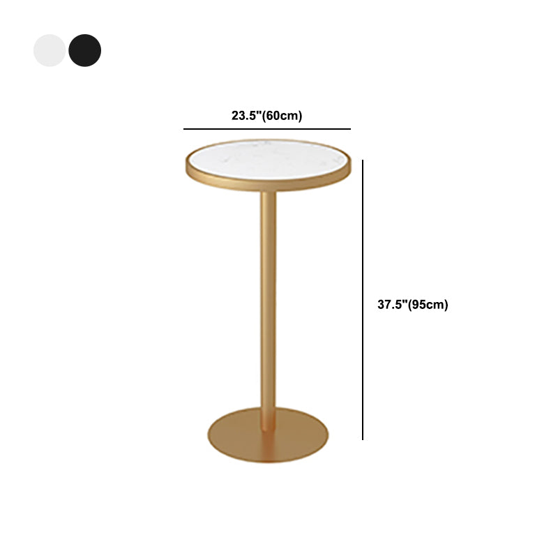 Mesa de bar con tapa de mármol y mesa de pub Glam con pedestal de metal dorado para lugares pequeños