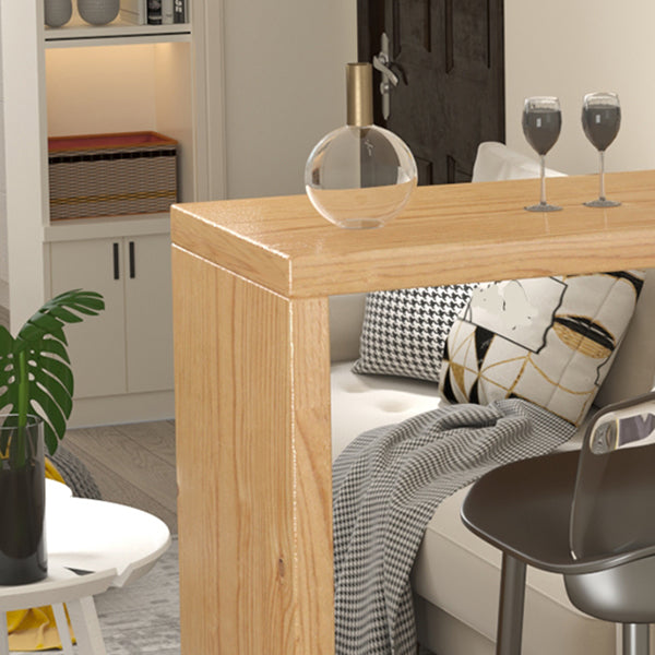 Tavolo da bar per top in legno di pino rettangolare tavolo da pub moderno con doppio piedistallo in natura