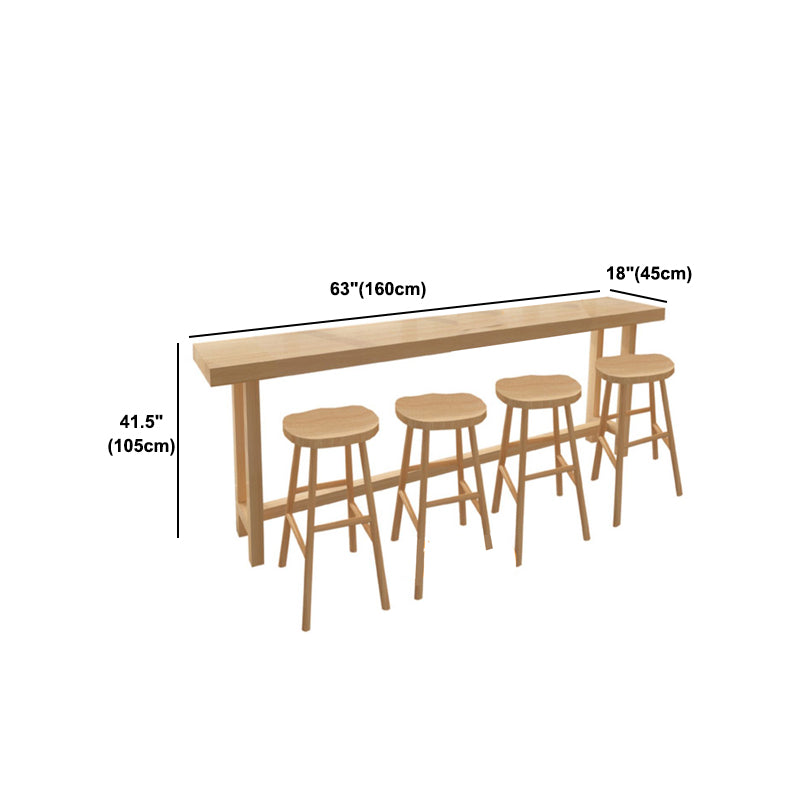Rechthoekige grenenhouten bistrotafel Moderne pubtafel met houten schraag