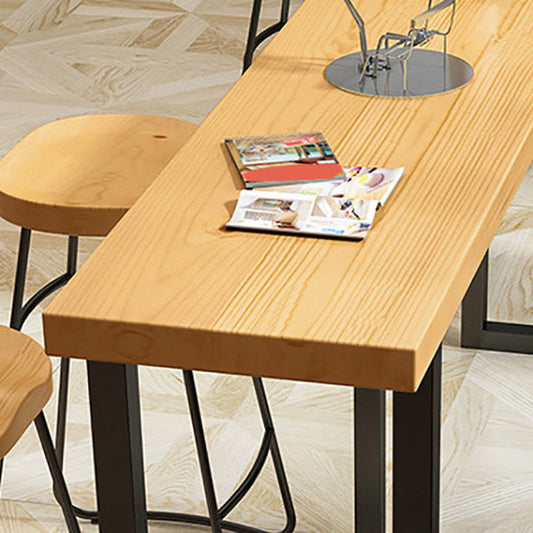 Tavolo da bar in legno massello rettangolare tavolo da bistrot moderno con doppio piedistallo in nero